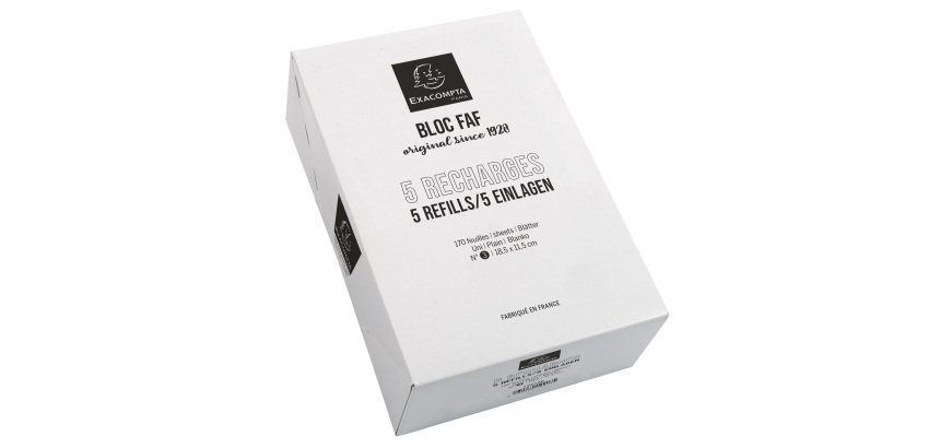 Bte 5 recharges FAF 18,5 X 11,5 cm n°3 170 feuilles unies
