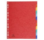 Intercalaire A4+ carte lustrée colorée Exacompta 12 onglets neutres - Coloris assortis - 1 jeu