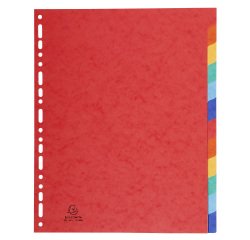 Intercalaire A4 carte lustrée colorée Exacompta 12 onglets neutres multicolores - 1 jeu
