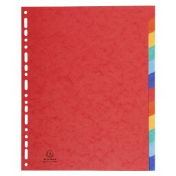 Intercalaire A4 carte lustrée colorée Exacompta 12 onglets neutres multicolores - 1 jeu