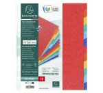 Intercalaire A4+ carte lustrée colorée Exacompta 12 onglets neutres - Coloris assortis - 1 jeu