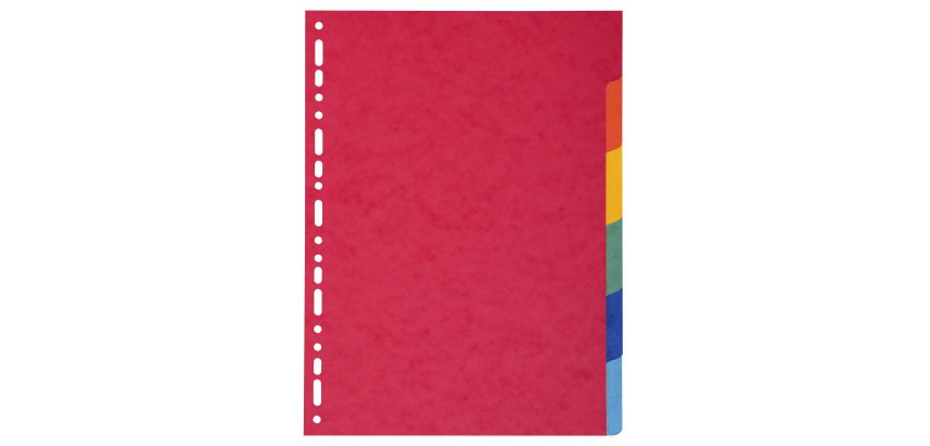 Intercalaire A4 en carte,colorée Exacompta 6 onglets neutres multicolores - 1 jeu