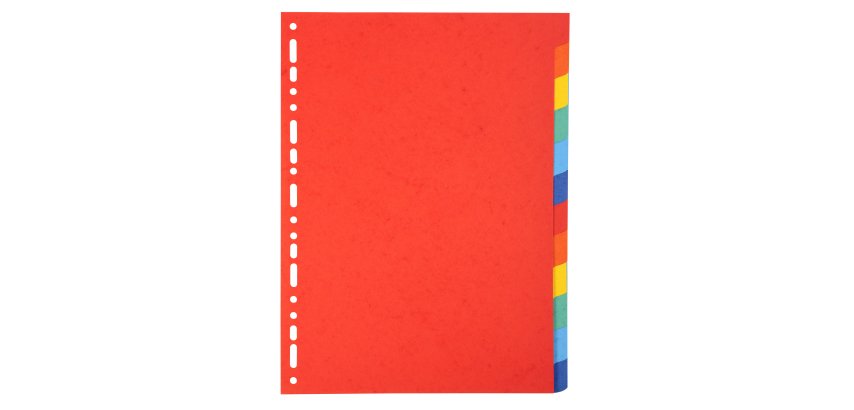 Intercalaire A4 en carte lustrée Exacompta 12 onglets neutres multicolores - 1 jeu