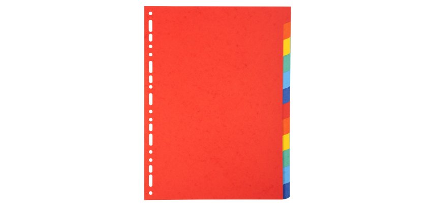 Intercalaire A4 en carte lustrée Exacompta 12 onglets neutres multicolores - 1 jeu