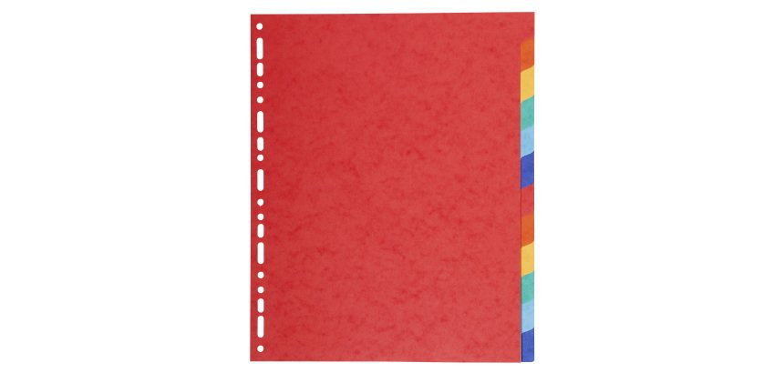 Intercalaire A4+ carte lustrée Exacompta 12 onglets neutres multicolores - 1 jeu