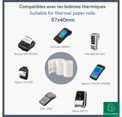 Bobines terminaux bancaires Exacompta 40339E - l 57 mm x L 18 m, Ø 40 mm - 1 pli(s) - Paquet de 10