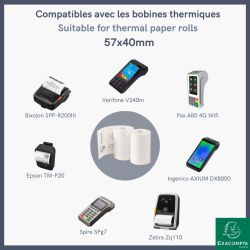 Bobines terminaux bancaires Exacompta 40339E - l 57 mm x L 18 m, Ø 40 mm - 1 pli(s) - Paquet de 10