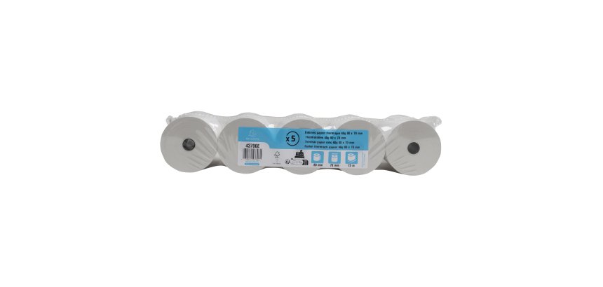 Bobines Caisses Exacompta 43706E - l 80 mm x L 72 m, Ø 70 mm - 1 pli(s) - paquet de 5