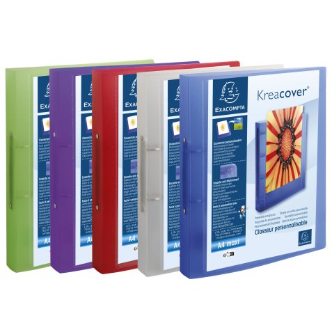 Krea Cover Ring Binder Semi Rigid Cover, PP, 2O Rings 30mm, A4 Maxi - Assorted colours