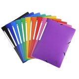 3 Flap Folders with Elastic Straps Opak Polypropylene A4. - Assorted colours