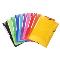 Sammelmappe A4 mit 3 Klappen und Gummizug aus Colorspan-Karton 600g, Kollektion Iderama - Farben sortiert