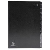 "Exacompta Multipart File, A4 270gsm, 12 Sections labelled 1 to 12" - Black
