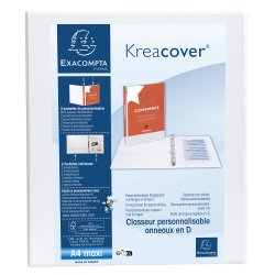 Kreacover PP Ring Binder, A4 Maxi, 2 D rings 25mm - White