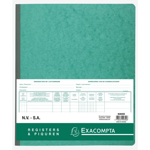 Exacompta actionnaires, ft 24 x 32 cm, bilingue, pour SA