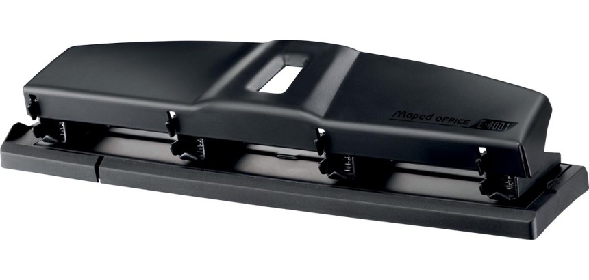 Maper perforator Essentials Metal, 4-gaats, 10/12 vel, zwart, in een doos