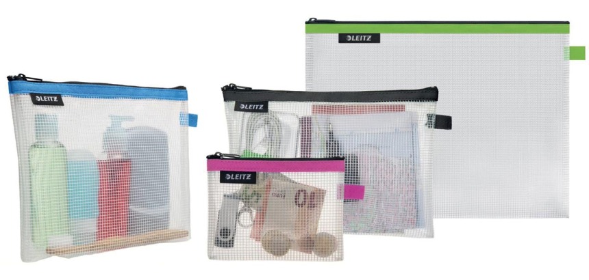 Leitz WOW Cosmetic Travel Pouch, Assorted Colors, Set of 4