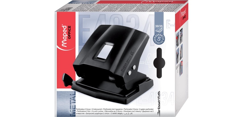 Maped Essentials Metal Hole Punch capacity: 30-35 sheets, black, in box