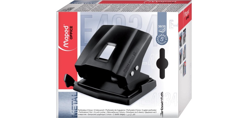 Maped Perforateur Essentials Metal capacité: 30-35 feuilles, noir, en boîte