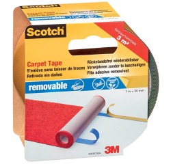 Scotch ruban double-face pour moquette et vinyle Removable, ft 50 mm x 7 m, sous blister
