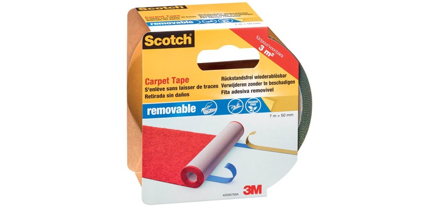 Scotch ruban double-face pour moquette et vinyle Removable, ft 50 mm x 7 m, sous blister