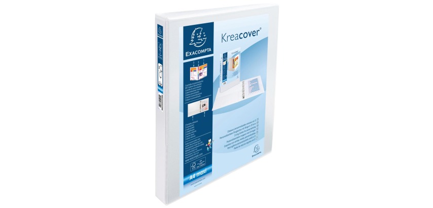 Kreacover PP Ring Binder, A4 Maxi, 2 D rings 25mm - White