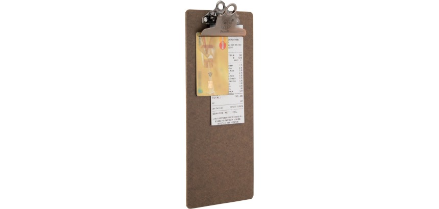 Securit rekening clipboard, bruin met RVS Clip, 27,8 x 11,4 cm