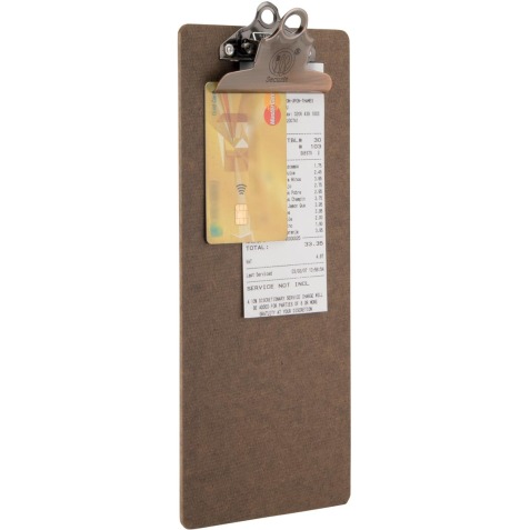 Securit Porte-addition Clipboard, brun avec pince en acier inoxydable, 27,8 x 11,4 cm