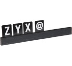 Shelf label security with letters and numbers, black