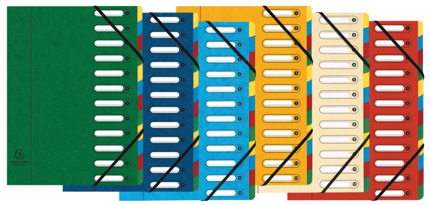 Sorteermap HARMONIKA® met uitrekbare rug en uitgesneden vensters - 12 indelingen