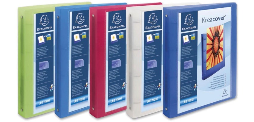 Krea Cover Ring Binder Semi Rigid Cover, PP, 2O Rings 30mm, A4 Maxi - Assorted colours