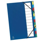 Multipart file with expandable spine and stiff cover, 12 compartments