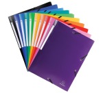 Exacompta chemise à rabats et élastiques, 10 couleurs assorties: noir, bleu foncé, bleu clair, turquoise.