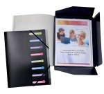 Eckspann-Ordnungsmappe aus PP 500µ mit Gummizug und 3 Klappen, 8 Fächer mit ausgestanzten Index-Fenstern blickdicht, für Format DIN A4