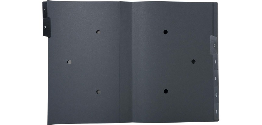 "Exacompta Multipart File, A4 270gsm, 7 Sections labelled 1 to 7" - Black