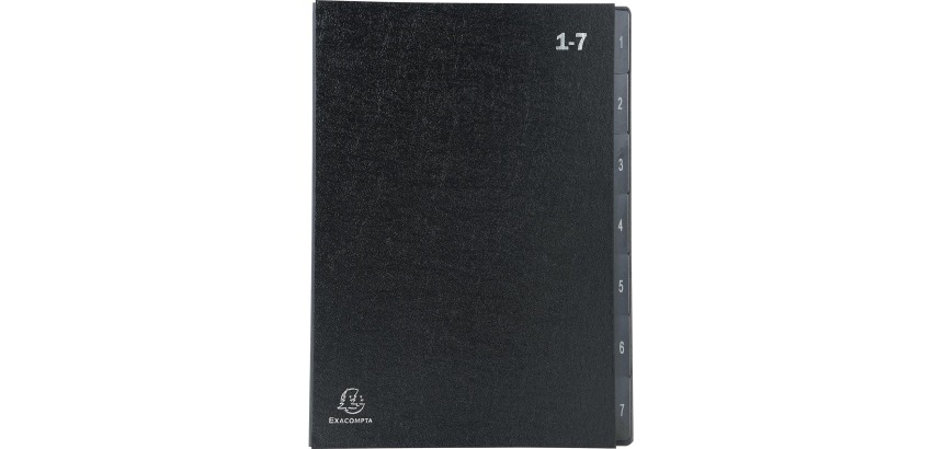 Trieur rigide Economique Ordonator 7 compartiments numériques - 24x34cm - Noir
