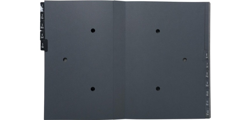 "Exacompta Multipart File, A4 270gsm, 12 Sections labelled 1 to 12" - Black
