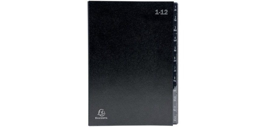 Exacompta trieur Ordonator 12 compartiments avec onglets 1-12, noir