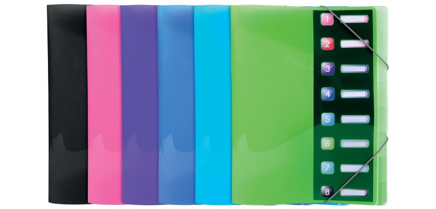 Exacompta Iderama trieur, en PP, avec 8 compartiments, couleurs assorties