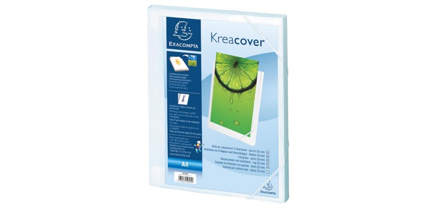 Filing box 25 mm spine, opaque 0.7mm polypropylene Krea Cover - White