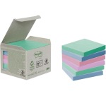 Post-it recycled notes, 100 feuilles, ft76 x 76 mm, paquet de 6 blocs, couleurs assorties