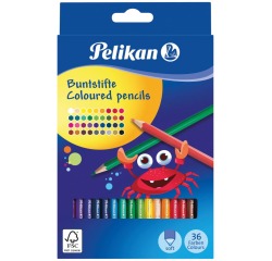 Pelikan crayon de couleur hexagonal, étui de 36 pièces en couleurs assorties