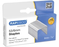 Rapesco galvanized staples 53/6 mm, box of 2000 staples