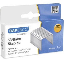 Rapesco galvanized staples 53/6 mm, box of 2000 staples
