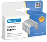 Rapesco agrafes galvanisées 53/8 mm, boîte de 2000 agrafes