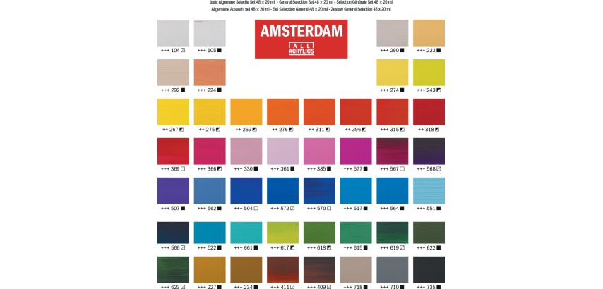 Amsterdam peinture acylique tube de 20 ml, boîte de 48 pièces