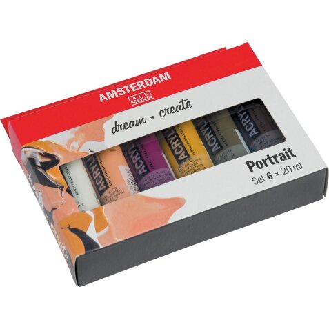 Amsterdam peinture acylique tube de 20 ml, étui de 6 pièces, portrait