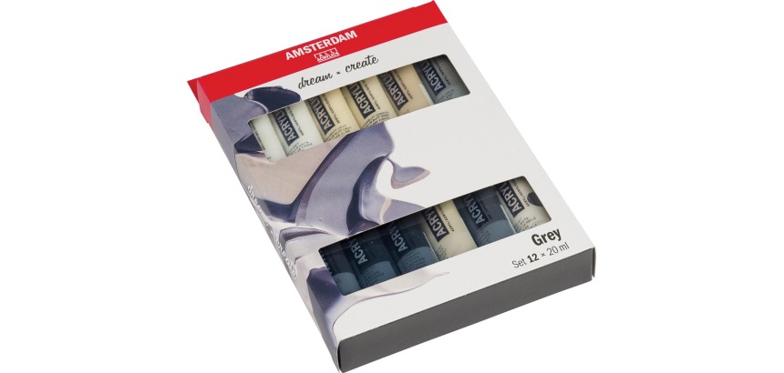 Amsterdam peinture acylique tube de 20 ml, étui de 12 pièces, gris