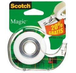 Scotch ruban adhésif Magic  Tape ft 19 mm x 25 m, blister met dispenser en 1 rolletje, 20% gratis