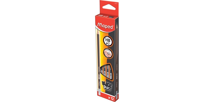 Maped Black'Peps pencil, HB with eraser