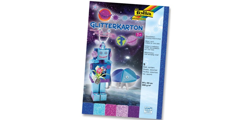Folia Glitter Cardboard Ice (dark blue, turquoise, fuchsia, old rose, and violet)
